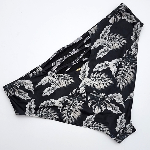 XOXO 2 Piece Tropical Leaf Print Black  Padded Top Bikini Size 3X - Picture 2 of 16